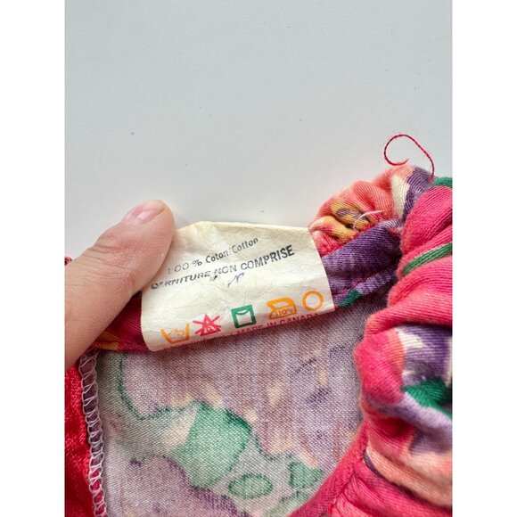 Vintage Girls' MONAT Red Purple Floral Cotton Muslin Fit & Flare Dress, Size 10 - Picture 9 of 10